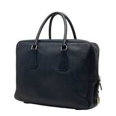 プラダ 三角ロゴプレート ビジネスバッグ ブリーフケース ネイビー サフィアーノレザー メンズ PRADA 【中古】