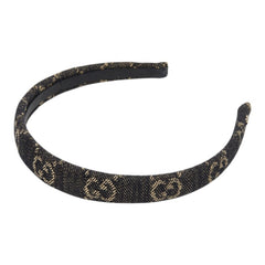 グッチ GG エコ ウォッシュ ド ヘアバンド カチューシャ 652835 202291 ブルー デニム レザー レディース GUCCI 【中古】