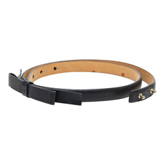 グッチ リボン モチーフ ベルト サイズ XS ブラック レザー レディース GUCCI 【中古】