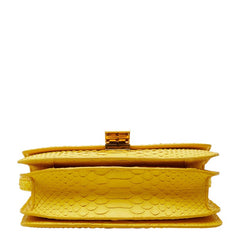 セリーヌ クラシックボックス ミディアム ショルダーバッグ イエロー パイソン レザー レディース CELINE 【中古】
