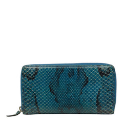 グッチ ラウンドファスナー 長財布 ブルー パイソン レディース GUCCI 中古