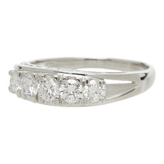 ダイヤモンド Pt900 プラチナ ダイヤ0.70ct 5連ダイヤリング リング 指輪 レディース 14.5号 中古