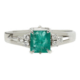 Pt900 プラチナ ダイヤモンド エメラルド エメラルド0.61ct ダイヤ リング 指輪 レディース 15.5号 中古