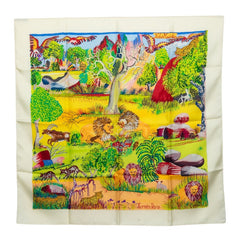エルメス カレ90 ヌバ マウンテン Nuba Mountain スカーフ マルチカラー シルク レディース HERMES 中古