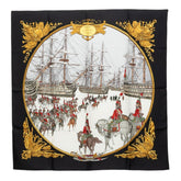 エルメス カレ90 MARINE ET CAVALERIE 海と騎兵隊 スカーフ ブラック マルチカラー シルク レディース HERMES 中古