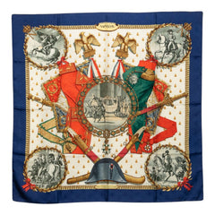 エルメス カレ90 Napoléon ナポレオン スカーフ ネイビー マルチカラー シルク レディース HERMES 中古