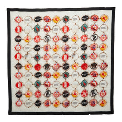 バーバリー ボトルキャップ 王冠 スカーフ 大判スカーフ ホワイト マルチカラー レディース BURBERRY 中古