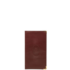 カルティエ マストライン 2つ折 札入れ 長財布 ワインレッド ボルドー レザー レディース CARTIER 中古
