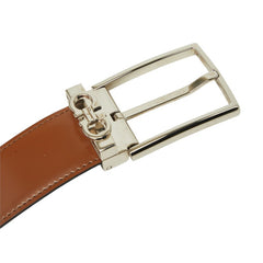 サルヴァトーレフェラガモ ダブルガンチーニ ベルト ブラウン レザー メンズ Salvatore Ferragamo 中古