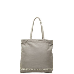 ルイ ヴィトン フォンダシオン トートバッグ ショルダーバッグ パリ限定 グレー コットンキャンバス レディース LOUIS VUITTON 中古