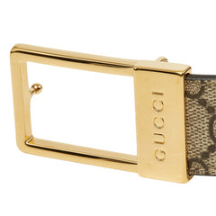 グッチ GGスプリーム レクタングル バックル ベルト サイズ75・30 722370 ベージュ キャンバス レザー レディース GUCCI 中古