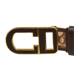 ディオール トロッター ベルト ブラウン レザー キャンバス レディース Dior 中古