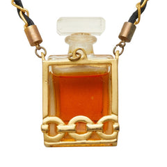 シャネル COCO EAU DE PARFUM ココ オードゥ パルファム 香水 チェーン ペンダント ネックレス ゴールド ブラック メッキ ガラス ファブリック レディース CHANEL 中古