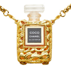 シャネル COCO EAU DE PARFUM 香水ボトル ネックレス ゴールド メッキ レディース CHANEL 中古