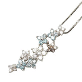K18WG ホワイトゴールド ブルーダイヤモンド ダイヤモンド ブルーダイヤモンド/ダイヤモンド0.62ct フラワーモチーフ ペンダント ネックレス レディース 中古