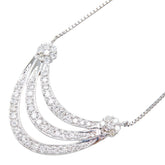 Pt900 プラチナ Pt850 プラチナ ダイヤモンド ダイヤ0.50ct 三日月モチーフ 3連 ムーン ペンダント ネックレス レディース 中古