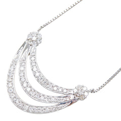 Pt900 プラチナ Pt850 プラチナ ダイヤモンド ダイヤ0.50ct 三日月モチーフ 3連 ムーン ペンダント ネックレス レディース 中古