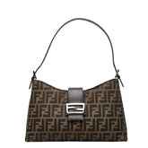 フェンディ ズッカ ワンショルダーバッグ 09161150001 ブラウン キャンバス レザー レディース FENDI 中古