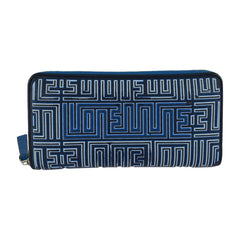 ロエベ メイズ ジップアラウンド 長財布 ロングウォレット ブルー ネイビー レザー メンズ LOEWE 中古