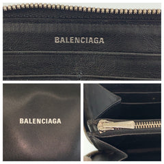バレンシアガ キャッシュ コンチネンタル 長財布 ロングウォレット ブラック レザー メンズ BALENCIAGA 中古