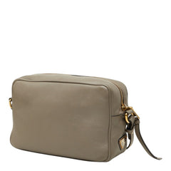 プラダ 三角ロゴプレート 斜め掛け ショルダーバッグ 1BH089 グレー系 レザー レディース PRADA 中古
