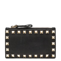 ヴァレンティノ ロックスタッズ コインケース カードケース ブラック レザー メタル レディース VALENTINO 中古