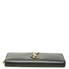 サンローラン YSLロゴ ラウンドファスナー 長財布 ブラック レザー レディース SAINT LAURENT 中古