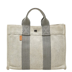 エルメス ニューフールトゥPM ハンドバッグ トートバッグ グレー キャンバス レディース HERMES 中古