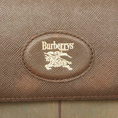 バーバリー チェック クラッチバッグ セカンドバッグ 玉虫 カーキ ブラウン キャンバス レザー レディース BURBERRY 中古