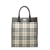 バーバリー ノバチェック トートバッグ ハンドバッグ ベージュ マルチカラー PVC レザー レディース BURBERRY 中古