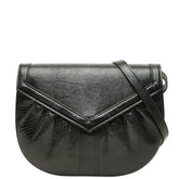 サンローラン ヴィンテージ リザード型押し ショルダーバッグ ブラック レザー レディース SAINT LAURENT 【中古】