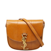 サンローラン YSLロゴ カイア パイソン 斜めかけ ショルダーバッグ 619740 ブラウン レザー レディース SAINT LAURENT 【中古】