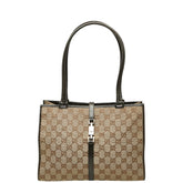 グッチ GGキャンバス ジャッキー ハンドバッグ トートバッグ 002 1073 ブラウン キャンバス レザー レディース GUCCI 【中古】