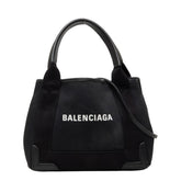 バレンシアガ ネイビーカバスXS ハンドバッグ ショルダーバッグ 2WAY 390346 ブラック キャンバス レザー レディース BALENCIAGA 中古