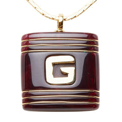 ジバンシー Gロゴ ロング ペンダント ネックレス ゴールド ブラウン メッキ レディース Givenchy 中古