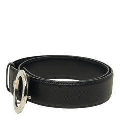 ブルガリ サークル ロゴ バックル ベルト サイズ105/42 ブラック レザー メンズ BVLGARI 中古
