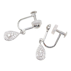 Pt900 プラチナ ダイヤモンド ダイヤ0.16ct ドロップモチーフ しずく 雫 イヤリング レディース 中古