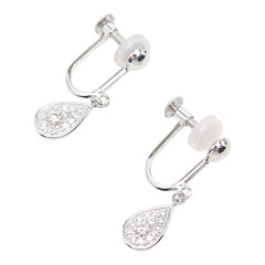 Pt900 プラチナ ダイヤモンド ダイヤ0.16ct ドロップモチーフ しずく 雫 イヤリング レディース 中古