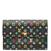 ルイ ヴィトン モノグラム マルチカラー 三つ折り財布 ノワール ブラック PVC レザー レディース LOUIS VUITTON 中古