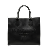 ドルチェアンドガッバーナ ロゴ ハンドバッグ ブラック レザー レディース DOLCE&GABBANA 中古