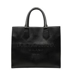 ドルチェアンドガッバーナ ロゴ ハンドバッグ ブラック レザー レディース DOLCE&GABBANA 中古