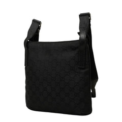 グッチ GGキャンバス 斜め掛け ショルダーバッグ 122793 ブラック キャンバス レザー レディース GUCCI 中古