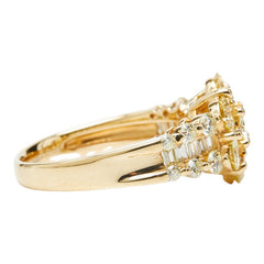 K18YG イエローゴールド ダイヤモンド ダイヤ2.00ct フラワーモチーフ リング 指輪 レディース 12号 中古
