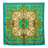 エルメス カレ90 LES TUILERIES チュイルリー公園 スカーフ グリーン系 シルク レディース HERMES 中古