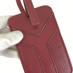サンローラン Yライン ラゲージ付属 ネームタグ ワインレッド ボルドー レザー レディース SAINT LAURENT 中古