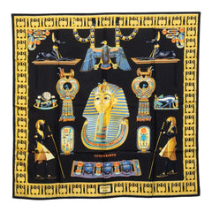 エルメス カレ90 TUTANKHAMUN ツタンカーメン スカーフ ブラック シルク レディース HERMES 中古