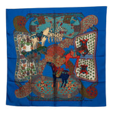 エルメス カレ90 ART des STEPPES ステップの芸術 スカーフ 大判 ブルー系 マルチカラー シルク レディース HERMES 中古