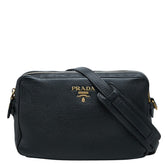 プラダ ロゴ 斜め掛け ショルダーバッグ ブラック レザー レディース PRADA 中古