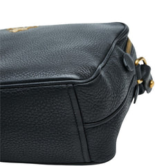 プラダ ロゴ 斜め掛け ショルダーバッグ ブラック レザー レディース PRADA 中古