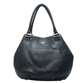 プラダ 三角ロゴプレート ハンドバッグ ブラック レザー レディース PRADA 中古
